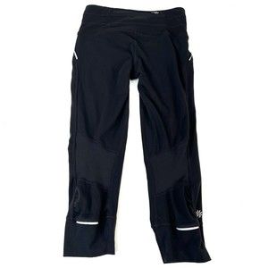 Athleta Women Black Relay Capri Crop Tight Leggings Reflectors Size XXS 862109